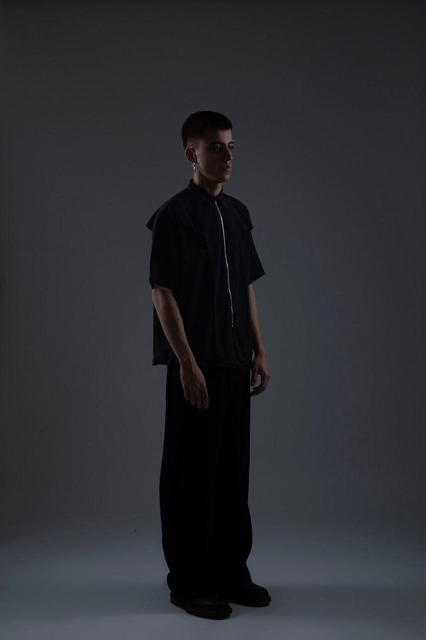 HALF SLEEVES ZIP CREPE