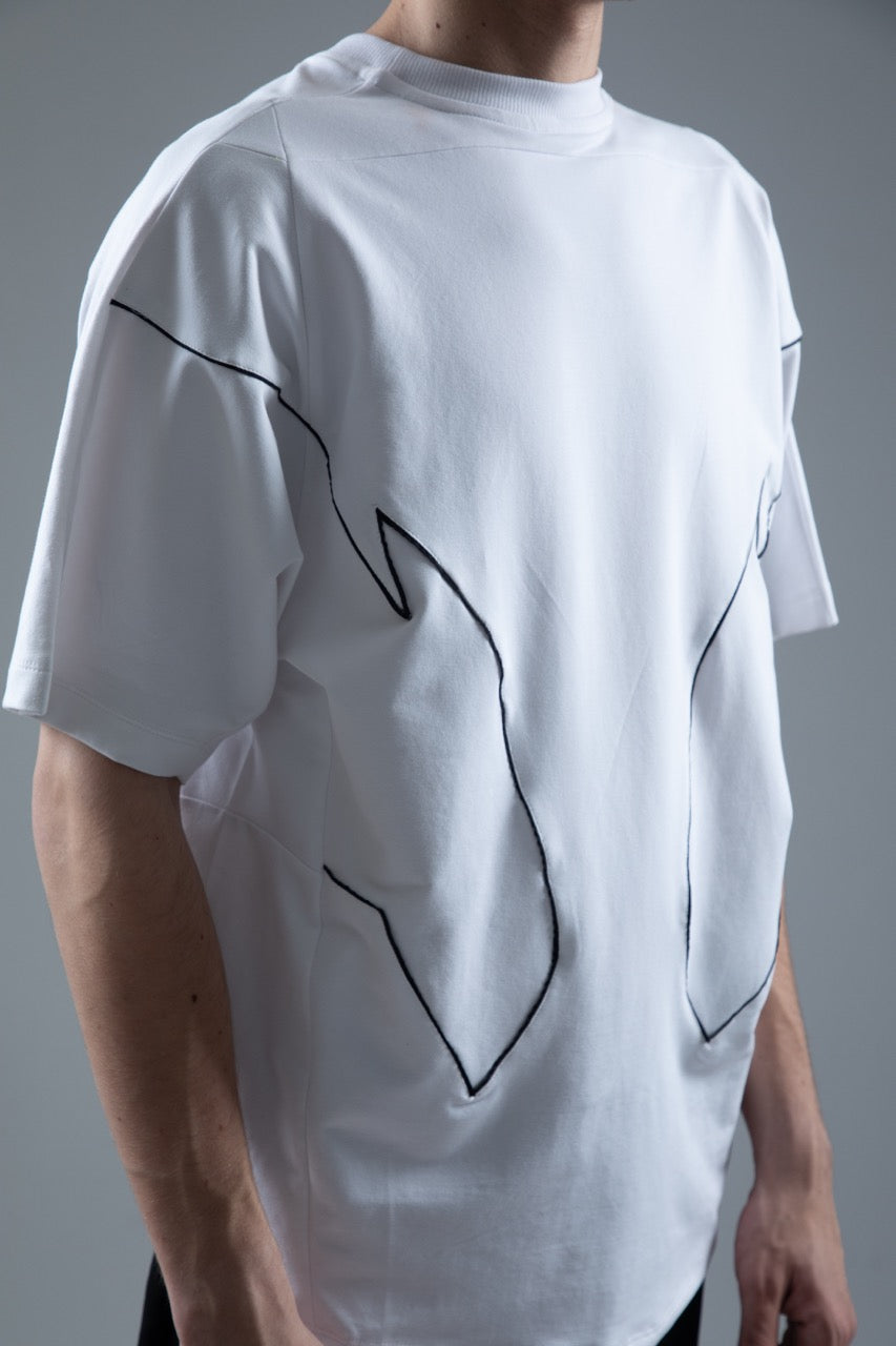 WHITE MONO PIPED TEE