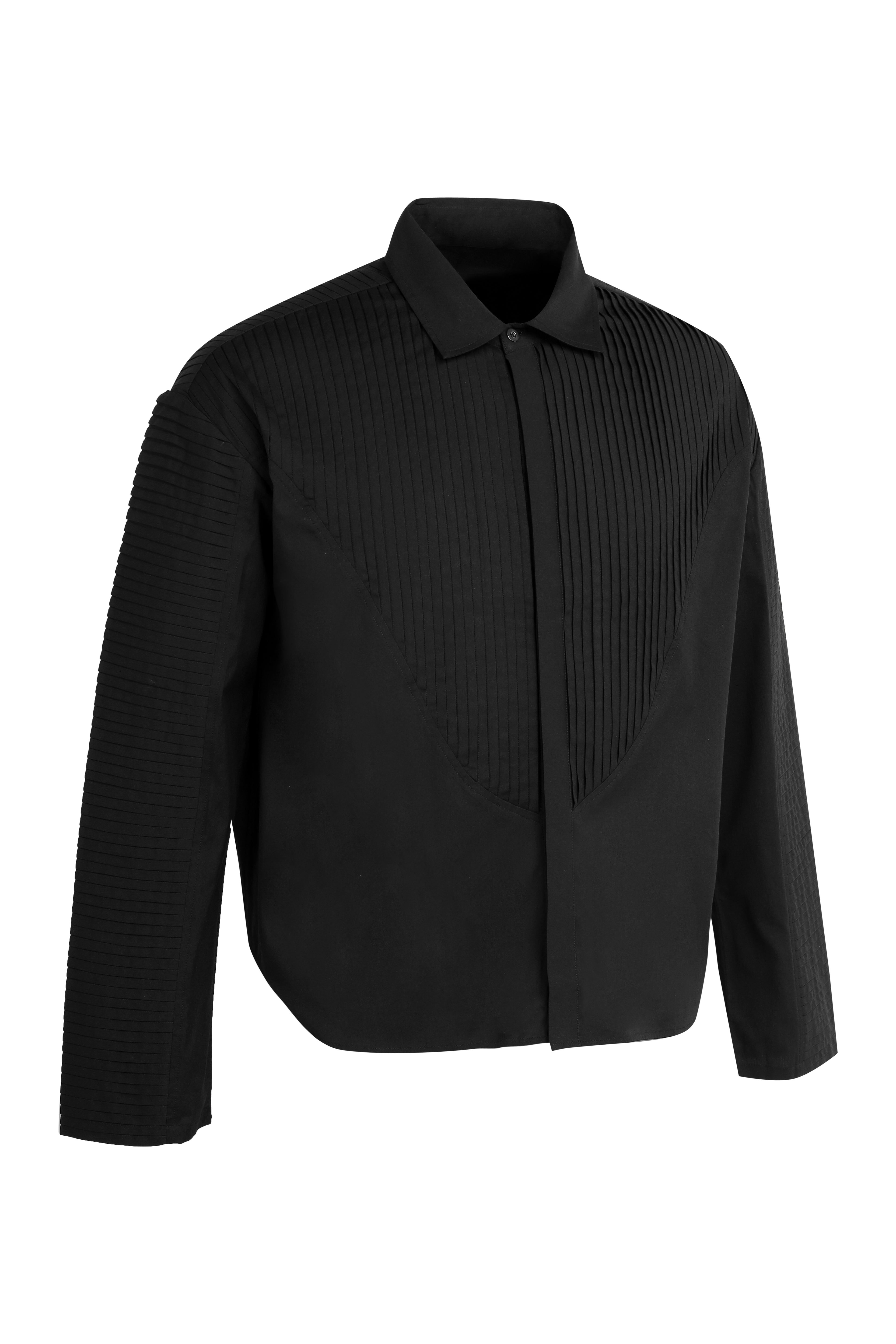 BLACK PLEATED SHIRT